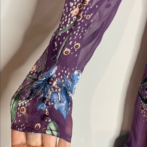 For Love And Lemons | Women’s Purple Floral Sheer Cleo Mini Dress Size Small NWT - Picture 4 of 8